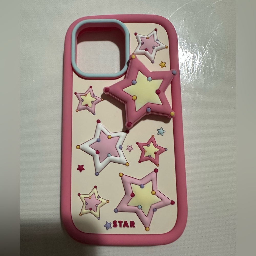 iPhone 15 Pro Max pink star phone case